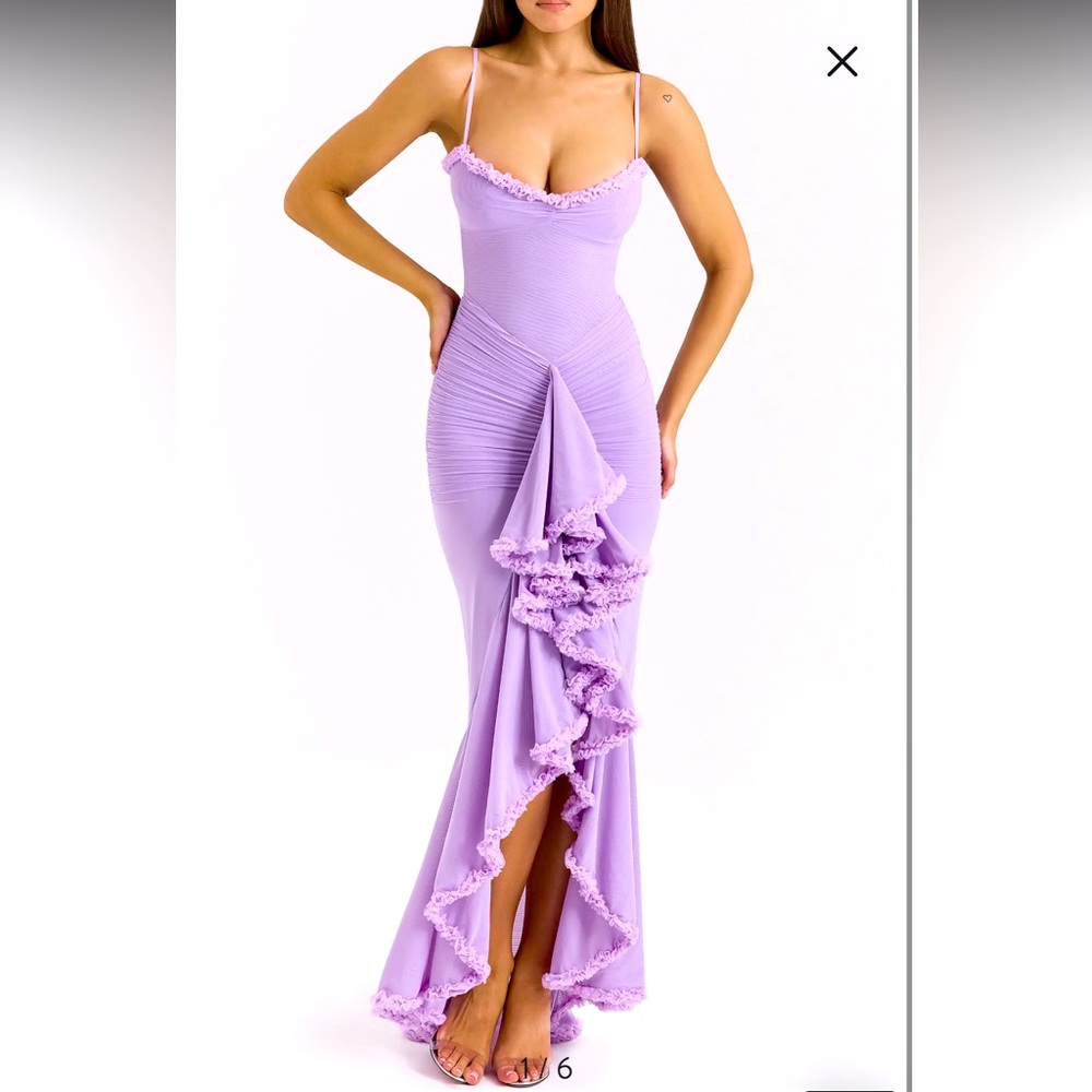 Elegant Flirty Lavender Long Dress